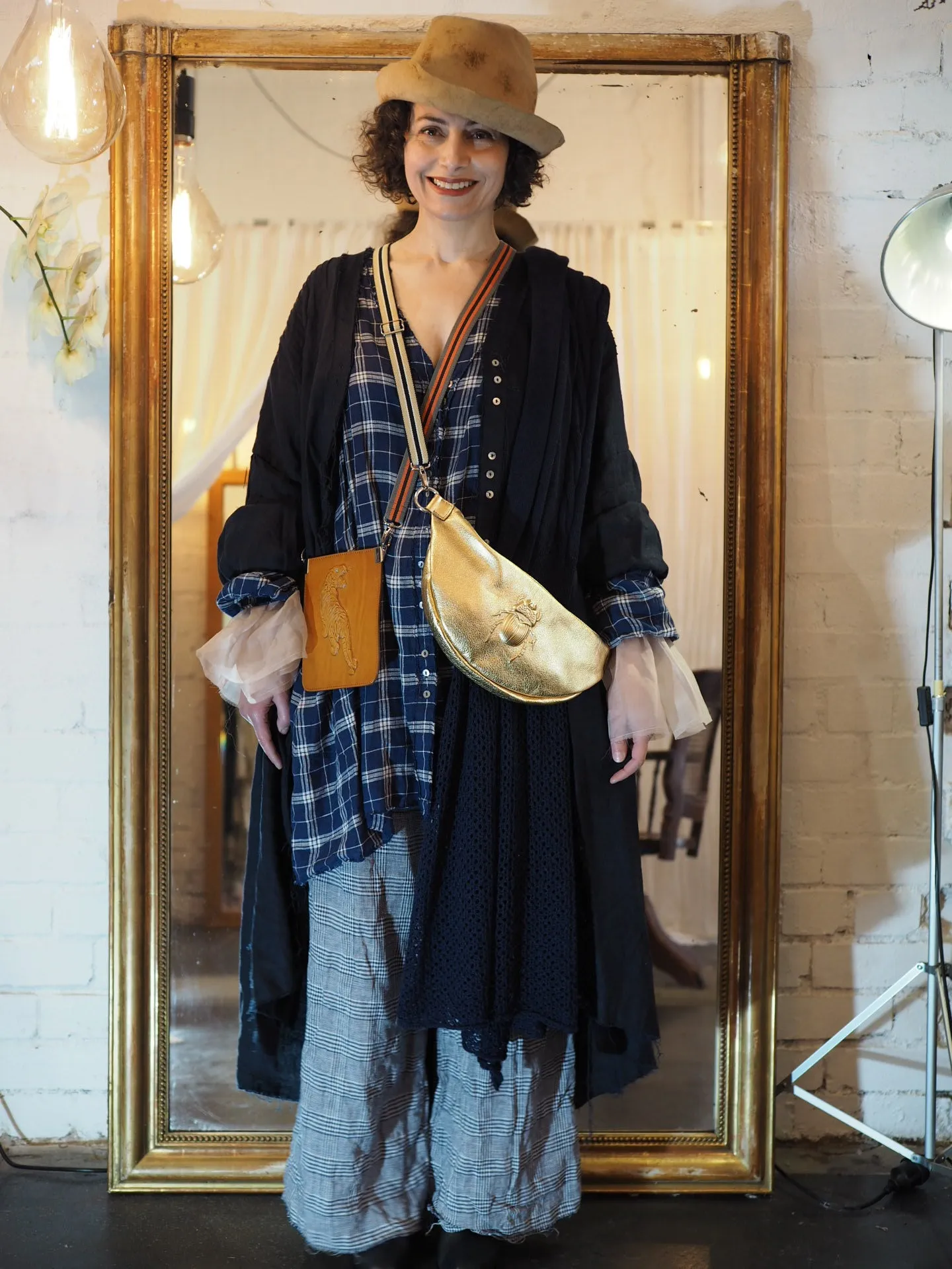 Amano linen culotte pant - check weave