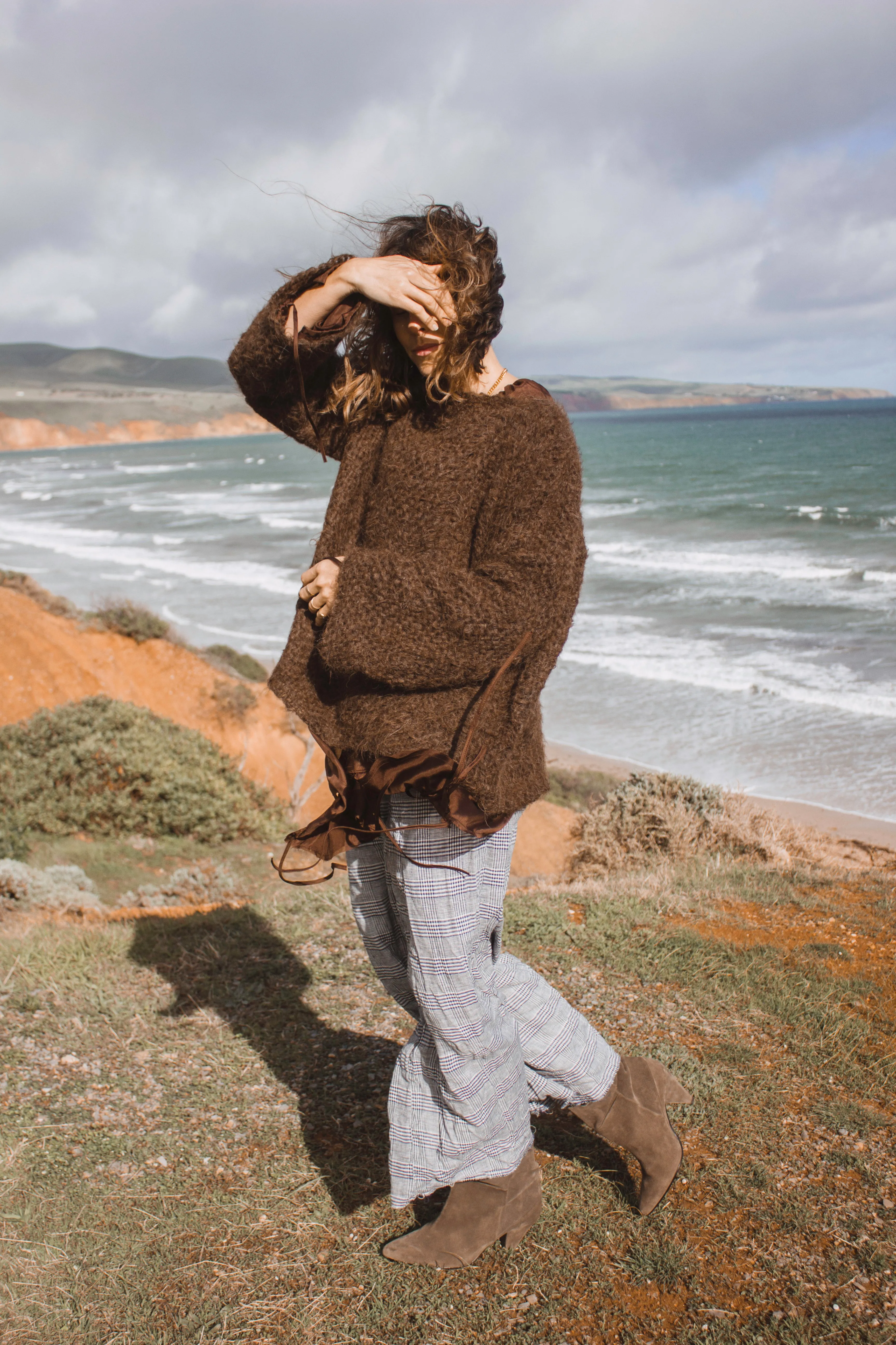 Amano linen culotte pant - check weave