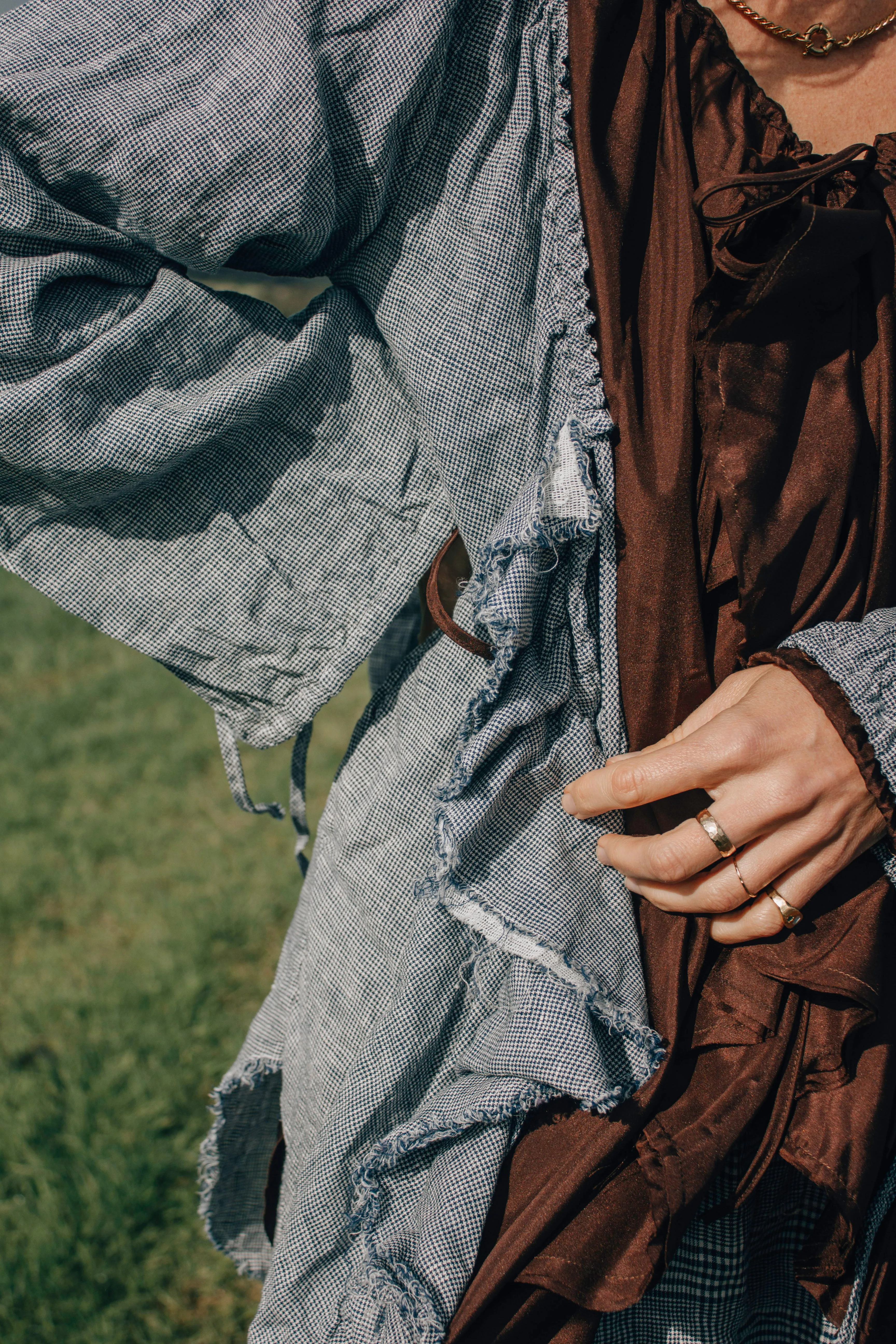 Amano linen culotte pant - check weave