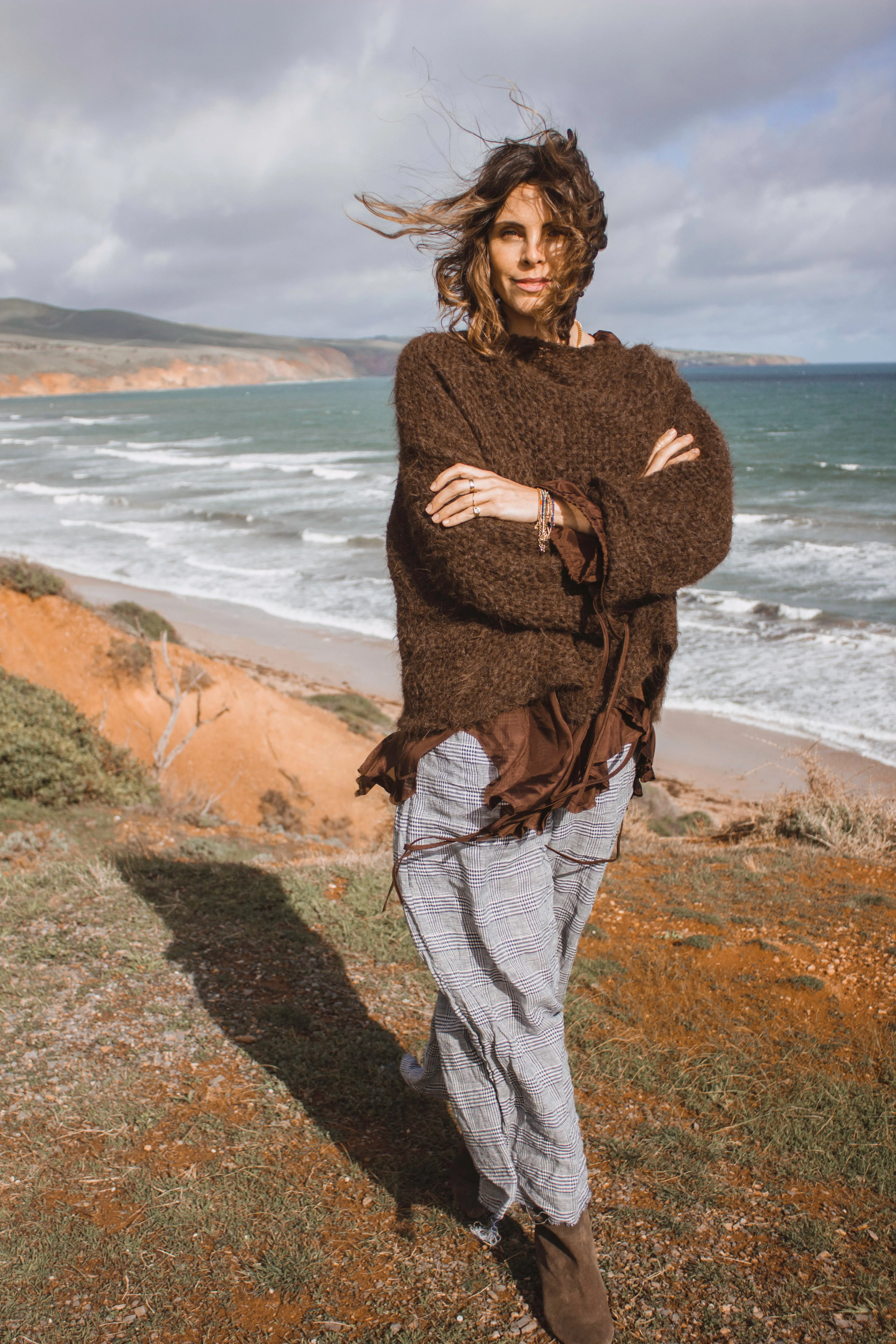 Amano linen culotte pant - check weave