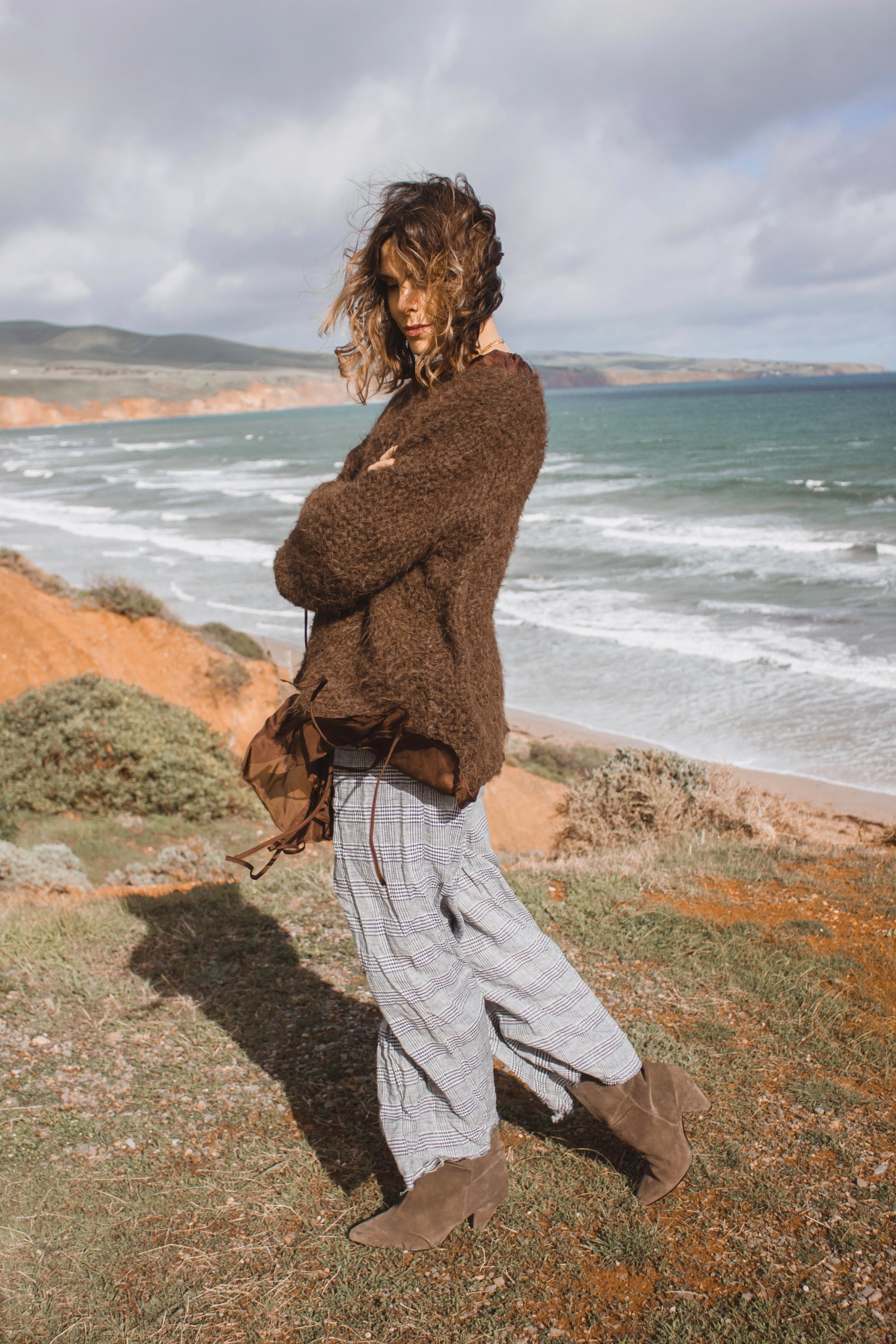 Amano linen culotte pant - check weave
