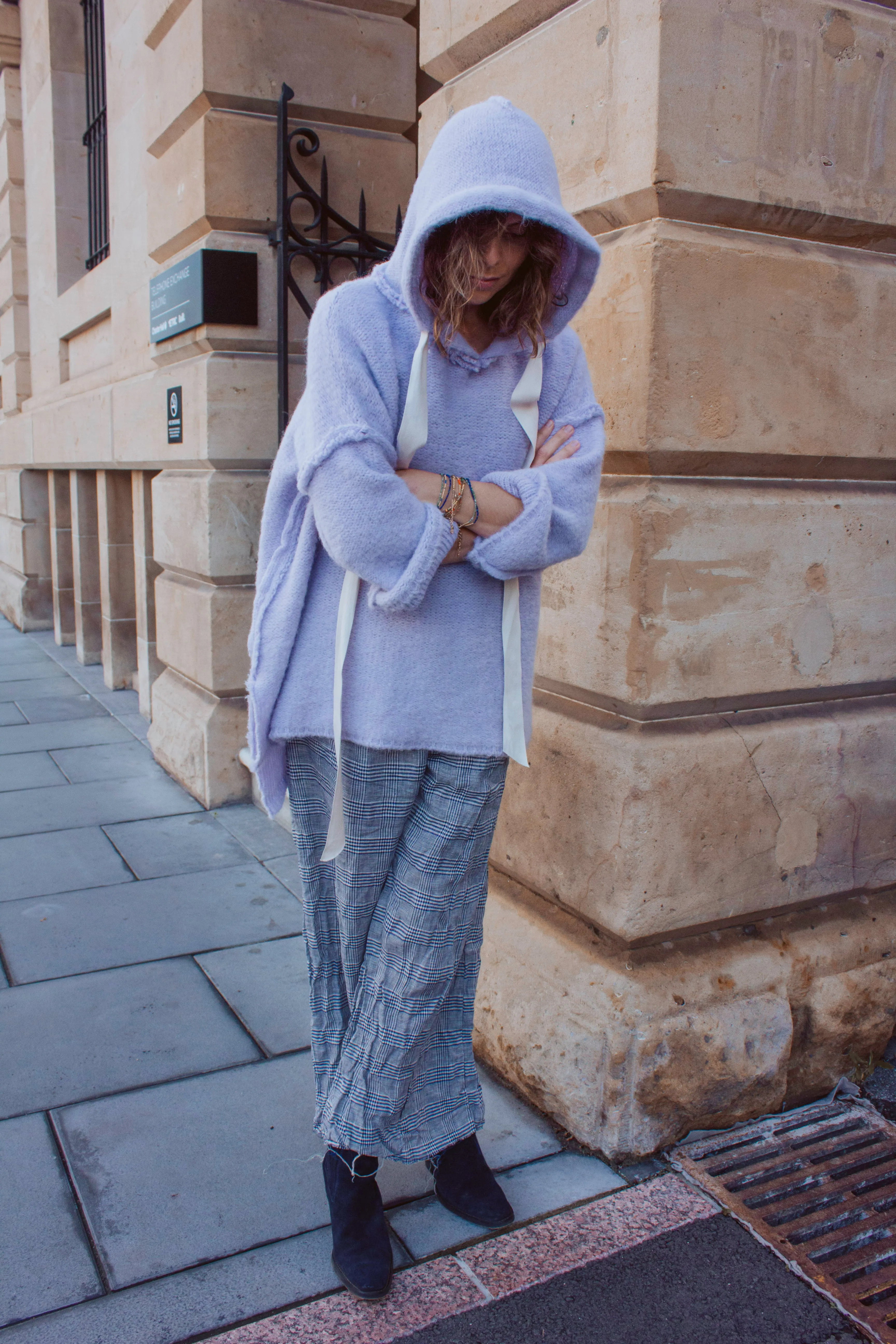 Amano linen culotte pant - check weave