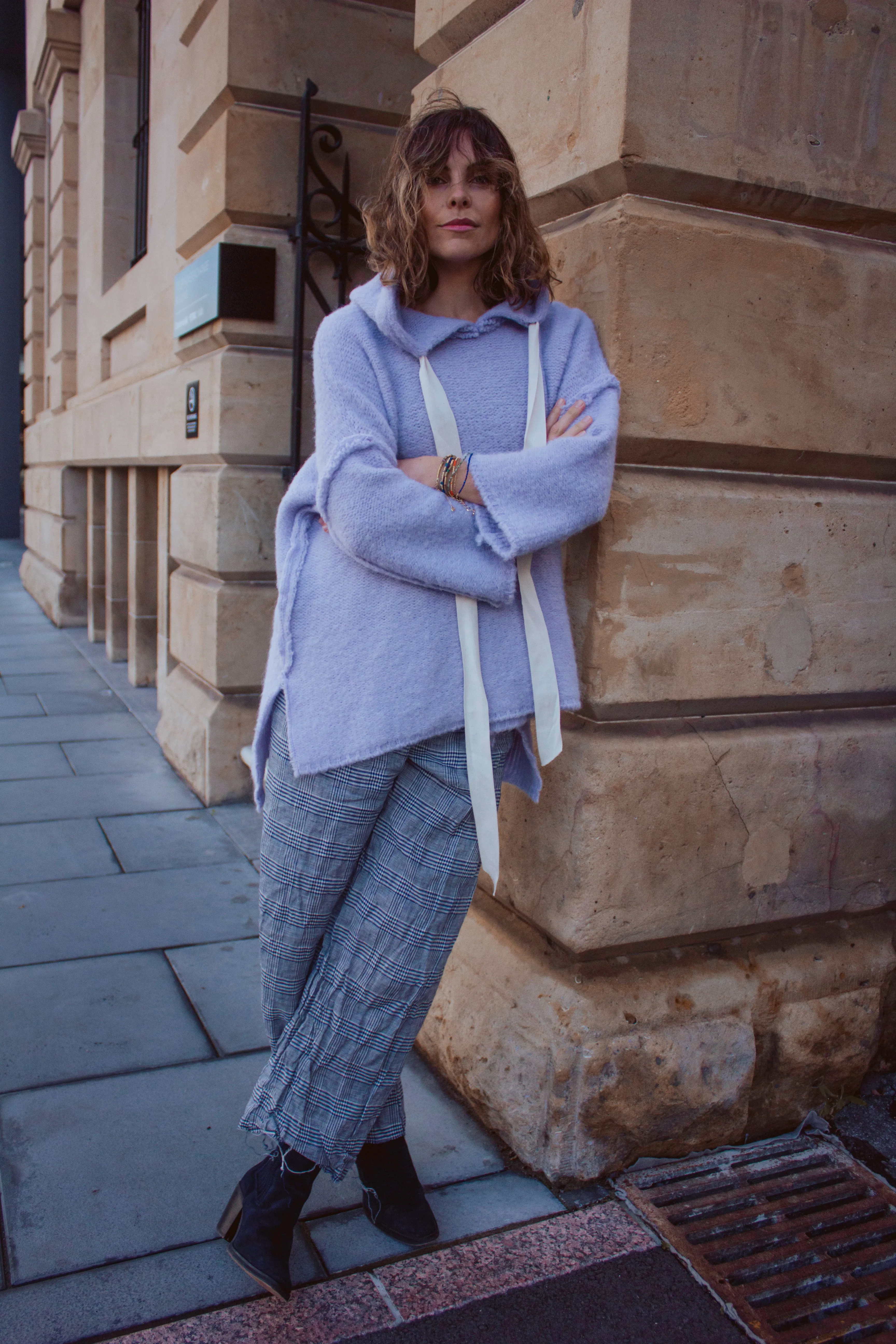 Amano linen culotte pant - check weave