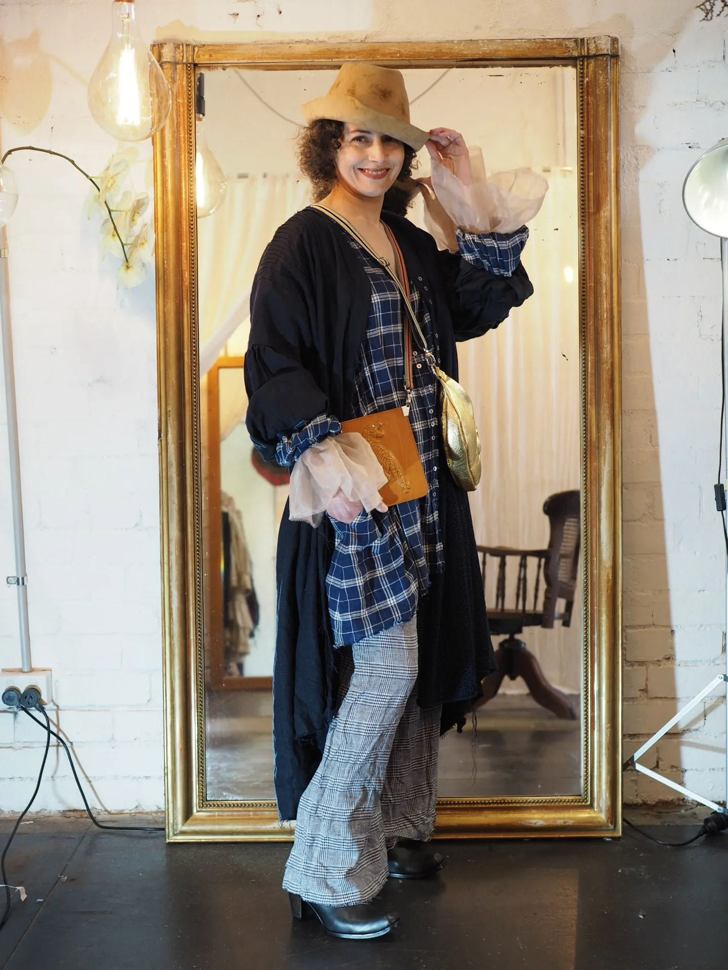 Amano linen culotte pant - check weave