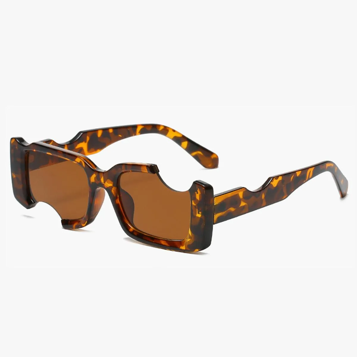 Bite Cuts Concave Glasses Square Frame
