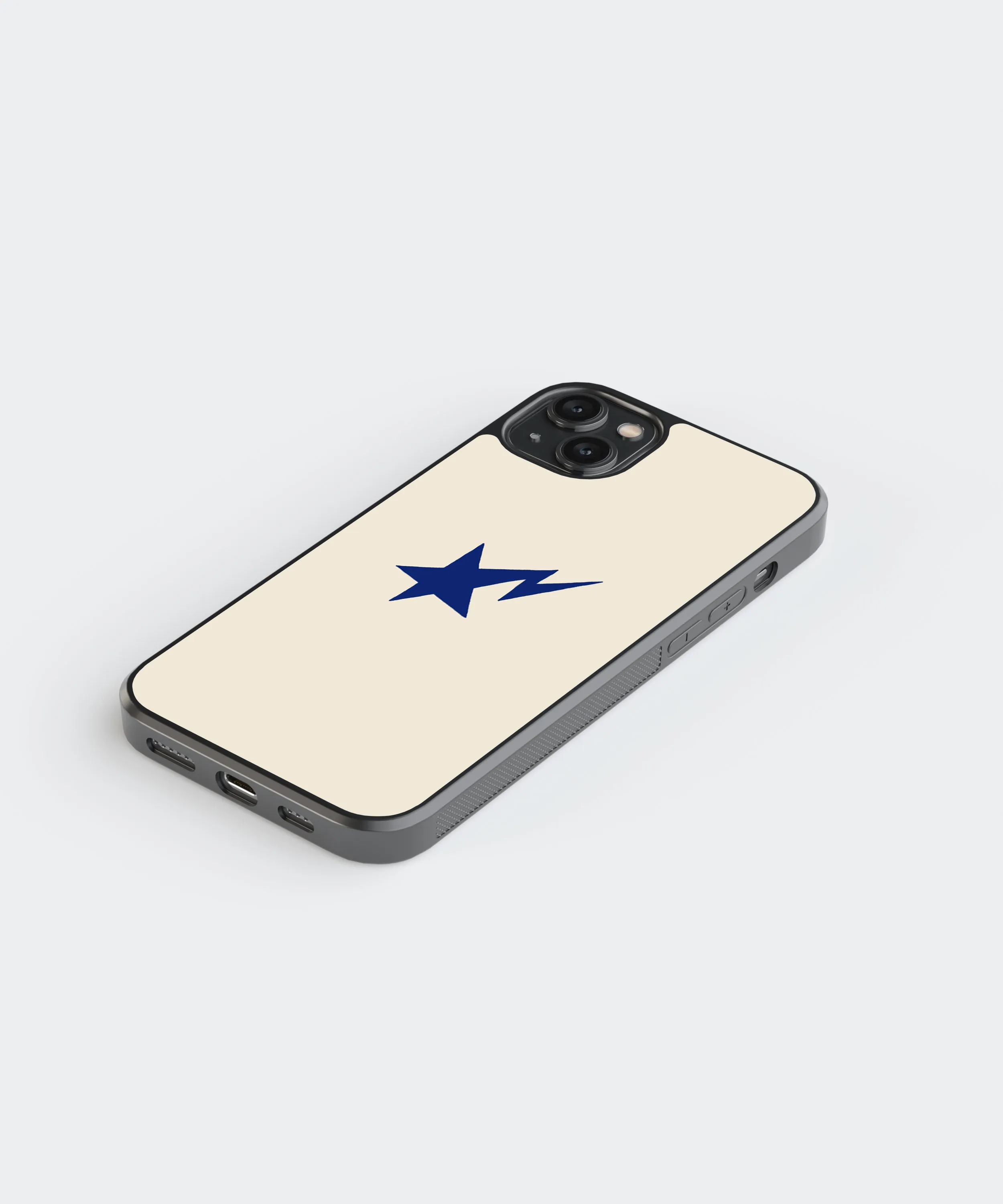 Blue Lightning Star Y2K Glass Phone Case Cover
