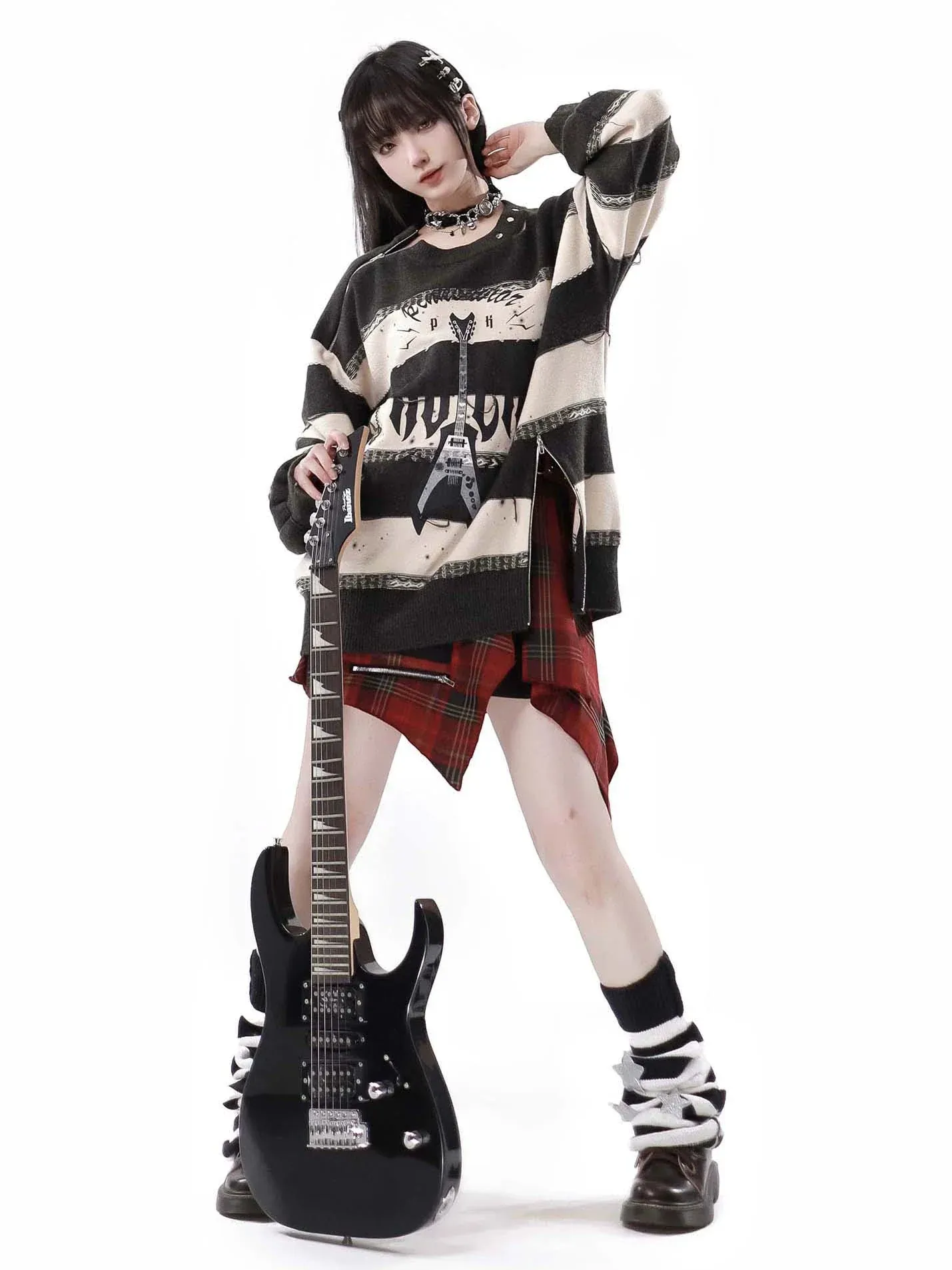 Border Striped Top   Soundwave Zip Guitar Two