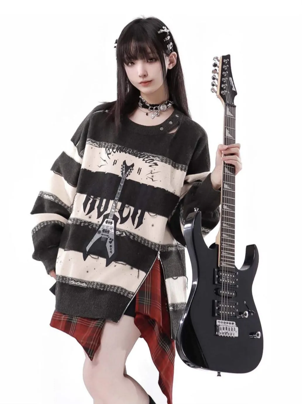 Border Striped Top   Soundwave Zip Guitar Two