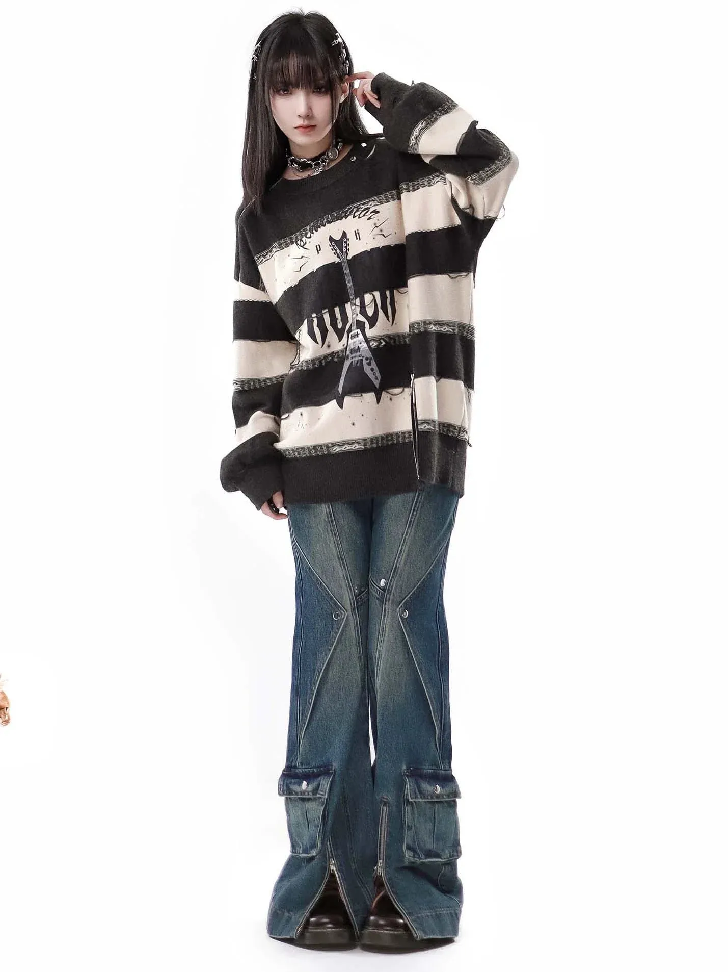 Border Striped Top   Soundwave Zip Guitar Two
