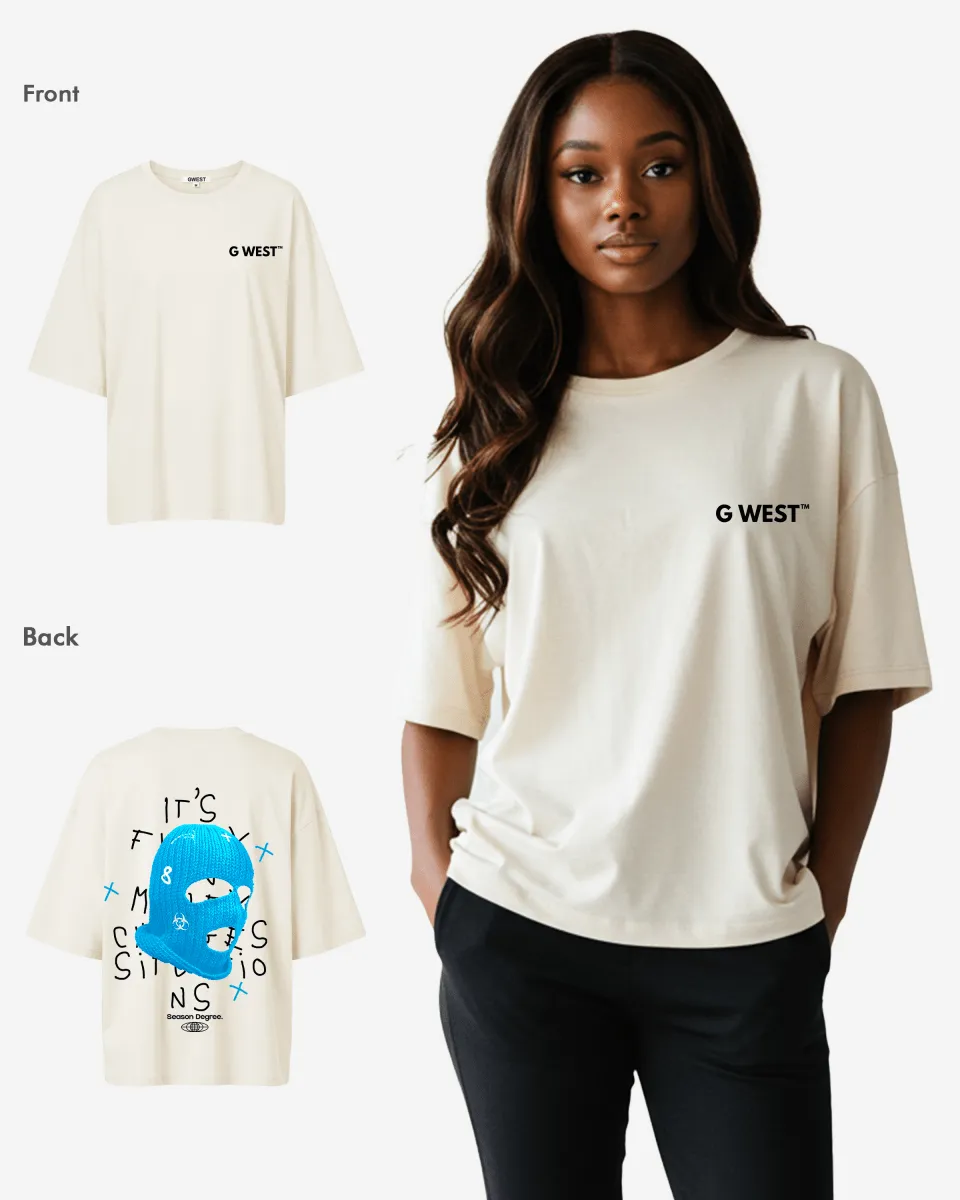 G West Oversized True Blue Ski Mask Oversized Tee -WOMEN