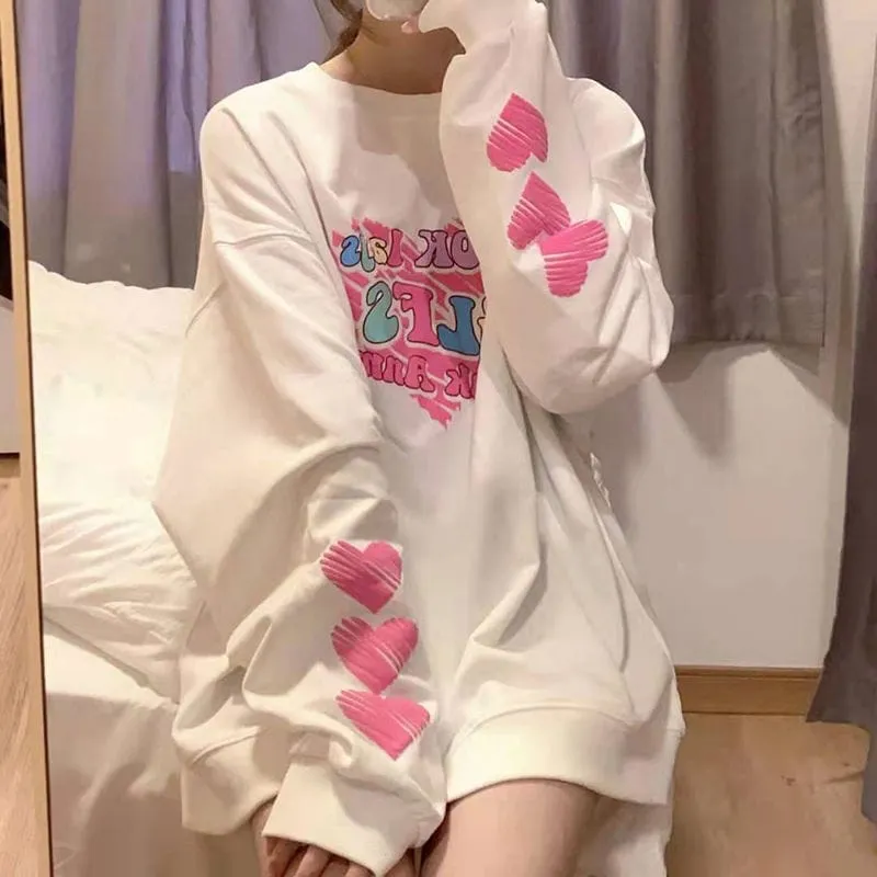 Harajuku Y2k Letter Heart Hoodie