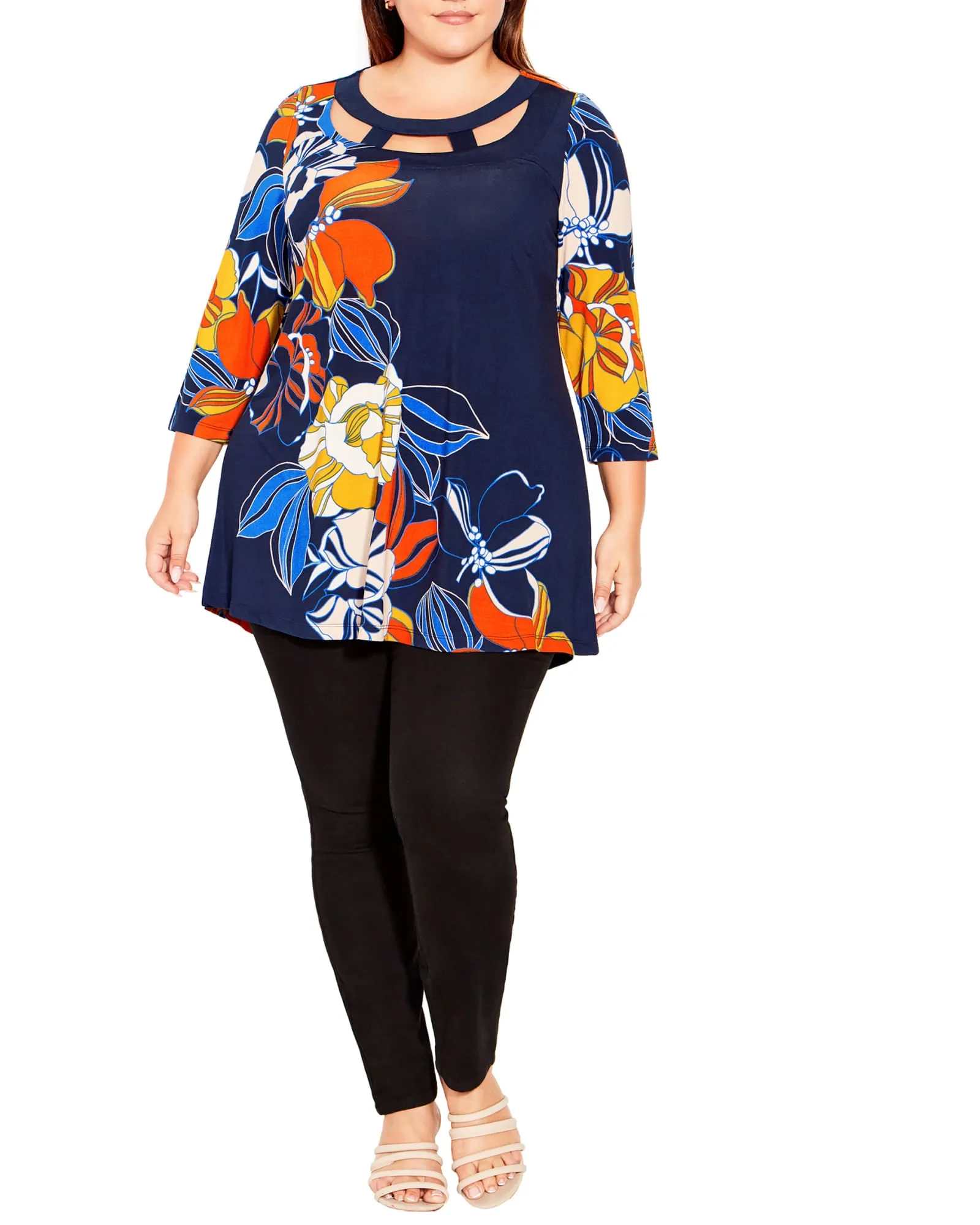 Harriet Placement Tunic | Navy / Orange