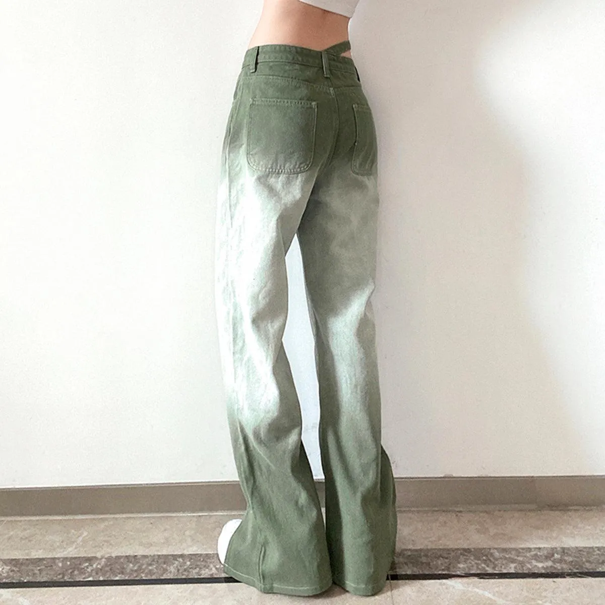 Knee Gradient Wide Jeans