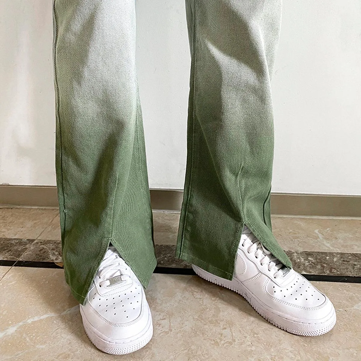 Knee Gradient Wide Jeans
