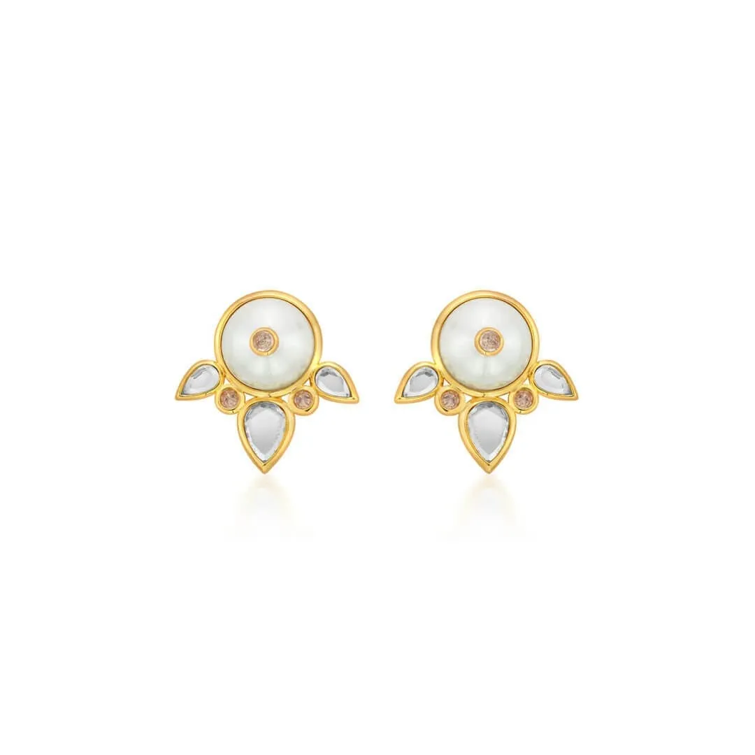 Limelight Pearl & Mirror Flutter Stud Earrings