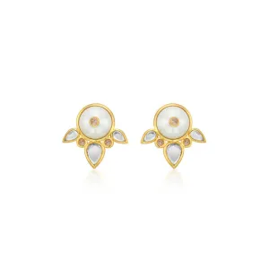 Limelight Pearl & Mirror Flutter Stud Earrings