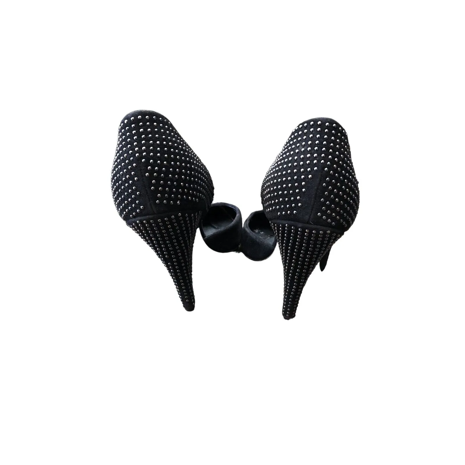 Miu Miu black suede geometric d'orsay heels w chrome studs