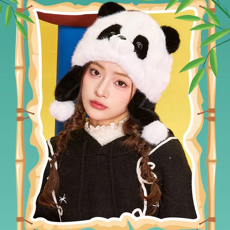 Panda Plush Earflap Hat