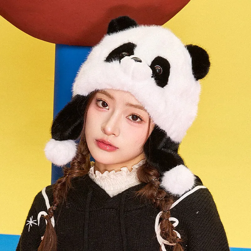 Panda Plush Earflap Hat