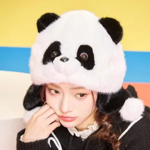 Panda Plush Earflap Hat