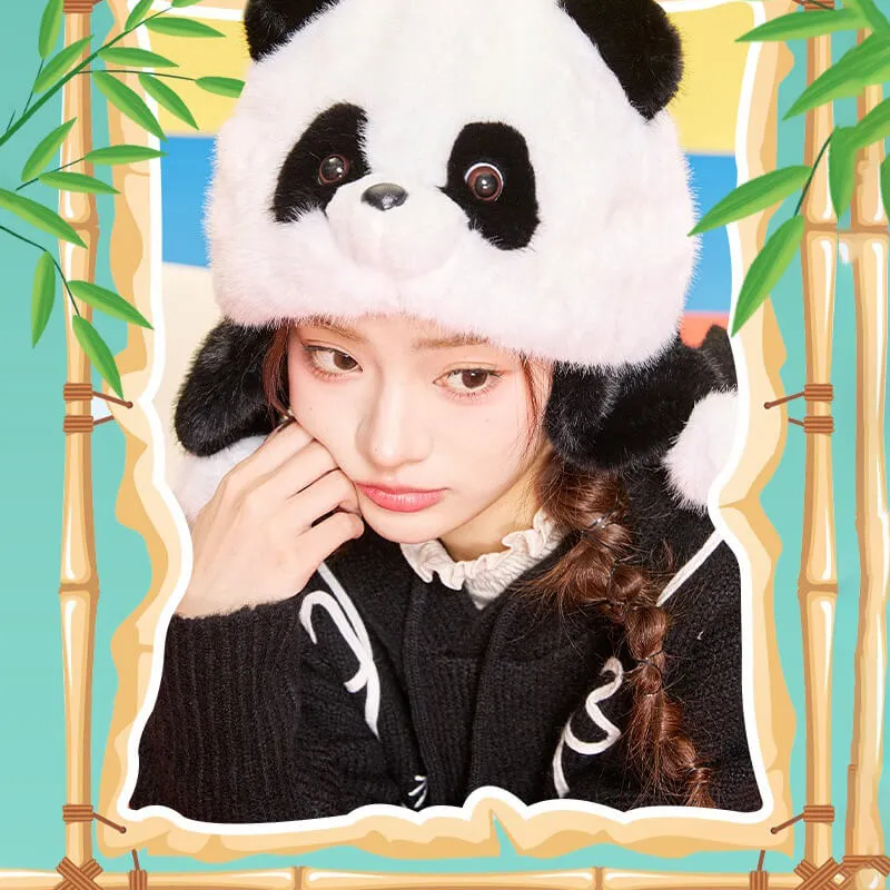 Panda Plush Earflap Hat