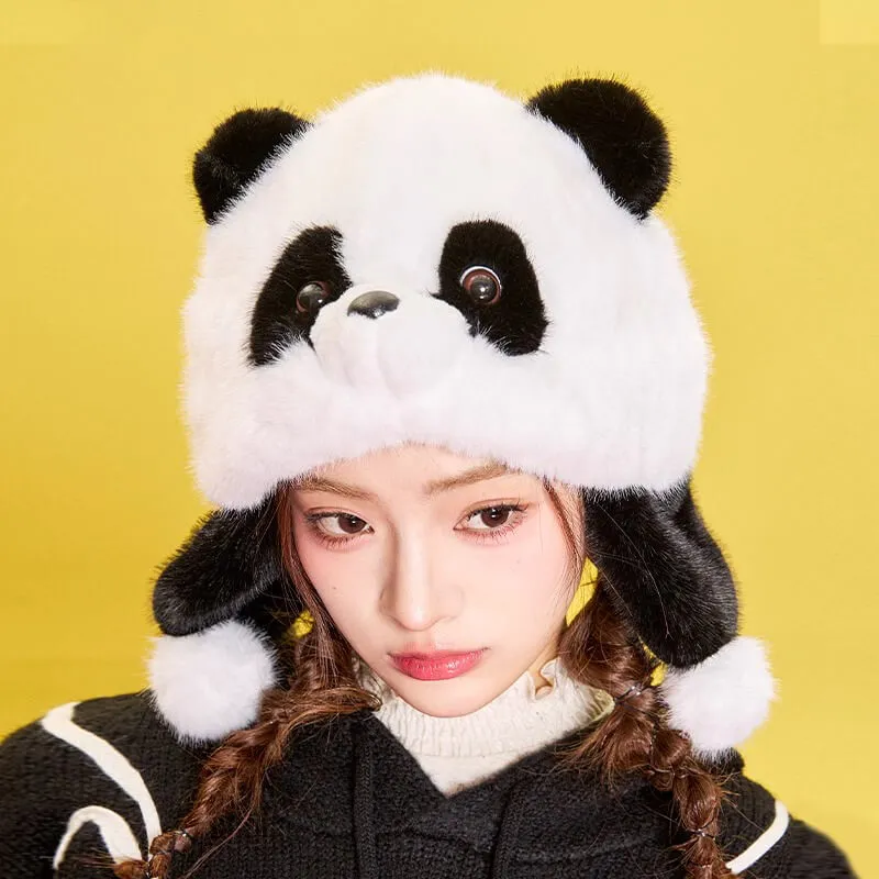 Panda Plush Earflap Hat