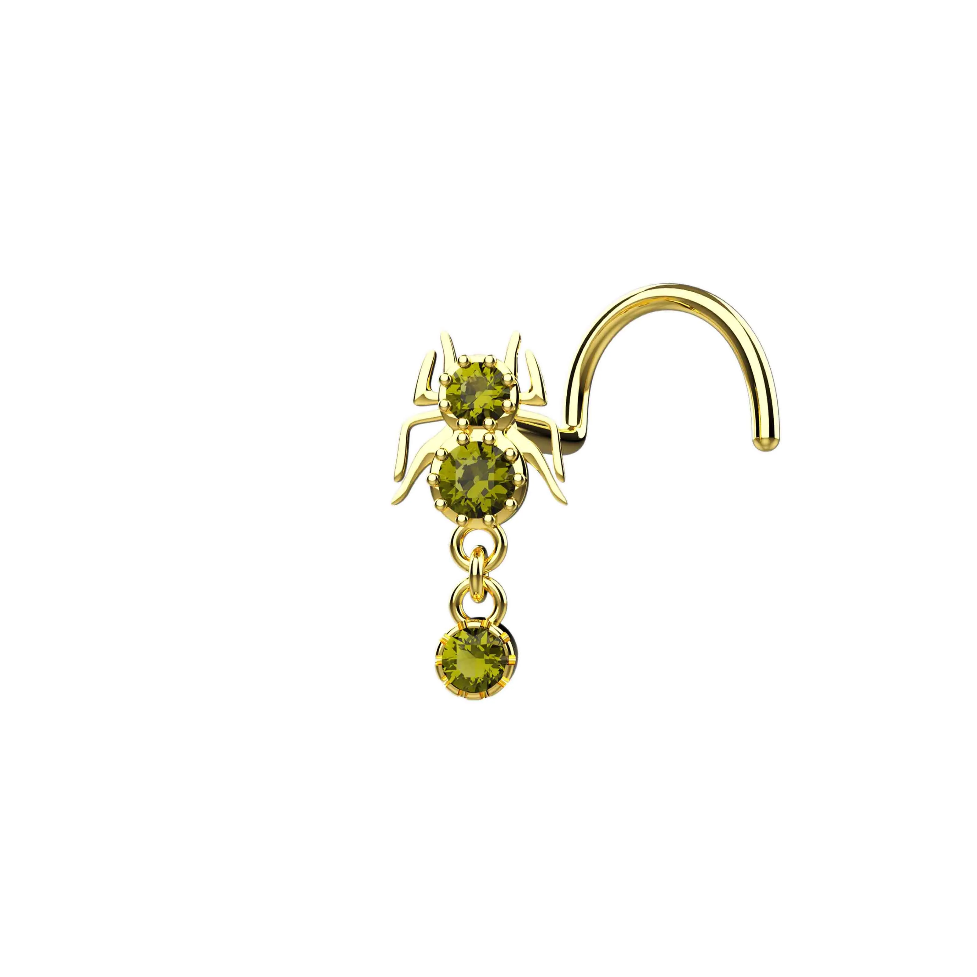 Scorpion Dangle Nose Stud – Gold Piercing Jewelry for Edgy Looks