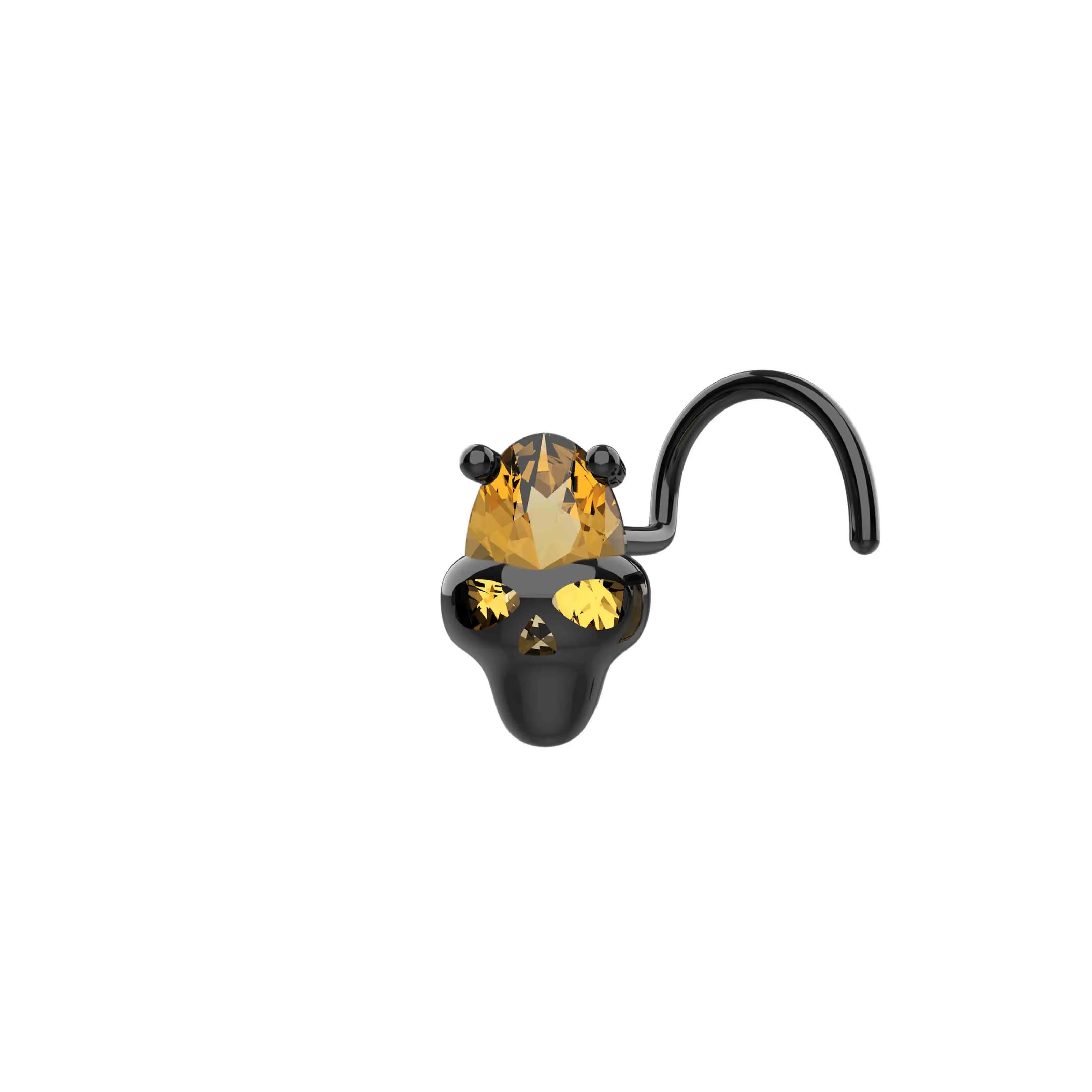 Skull Nose Piercing | Edgy Gold Nose Ring Jewelry for Women