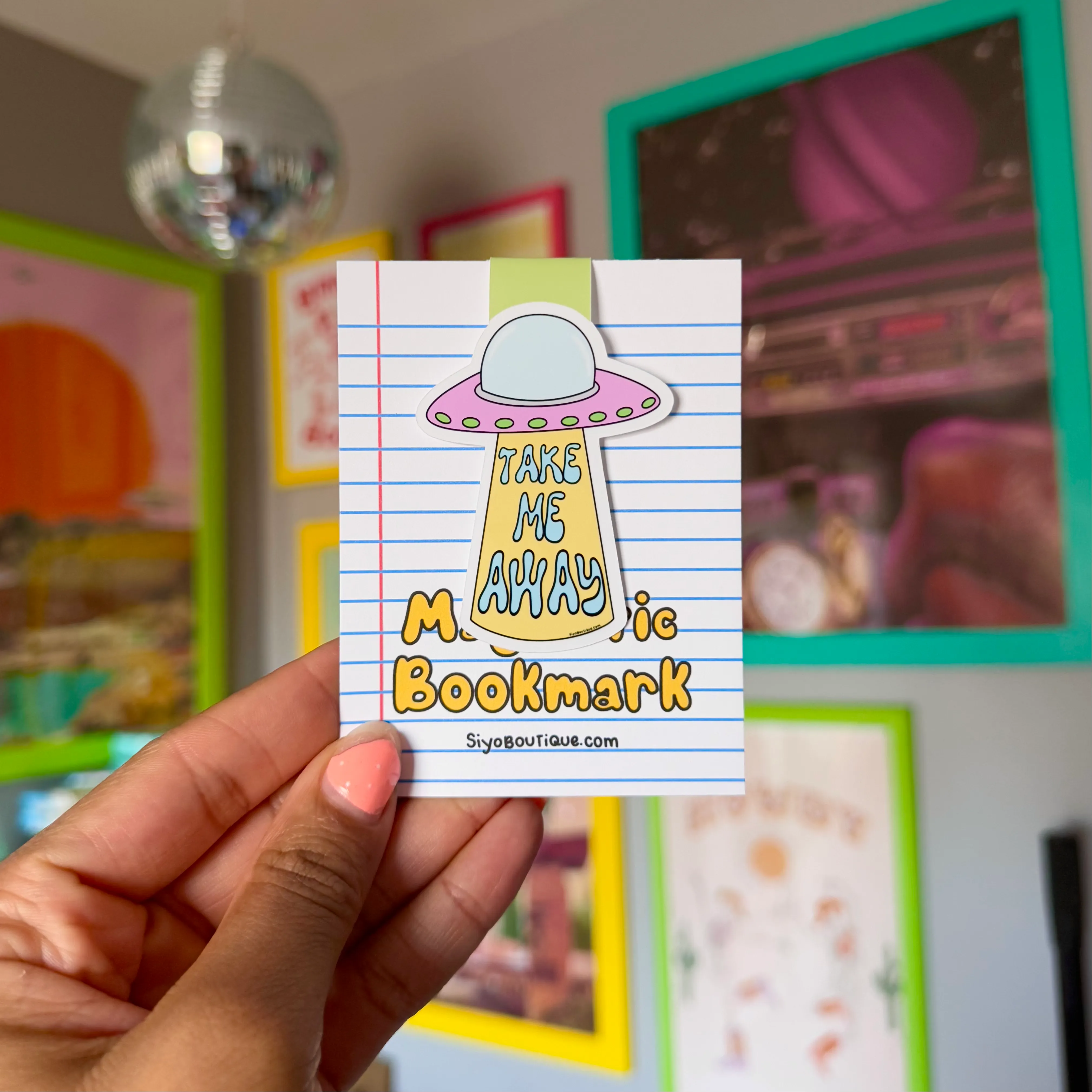 Take Me Away UFO Magnetic Bookmark - Alien Themed Bookmark