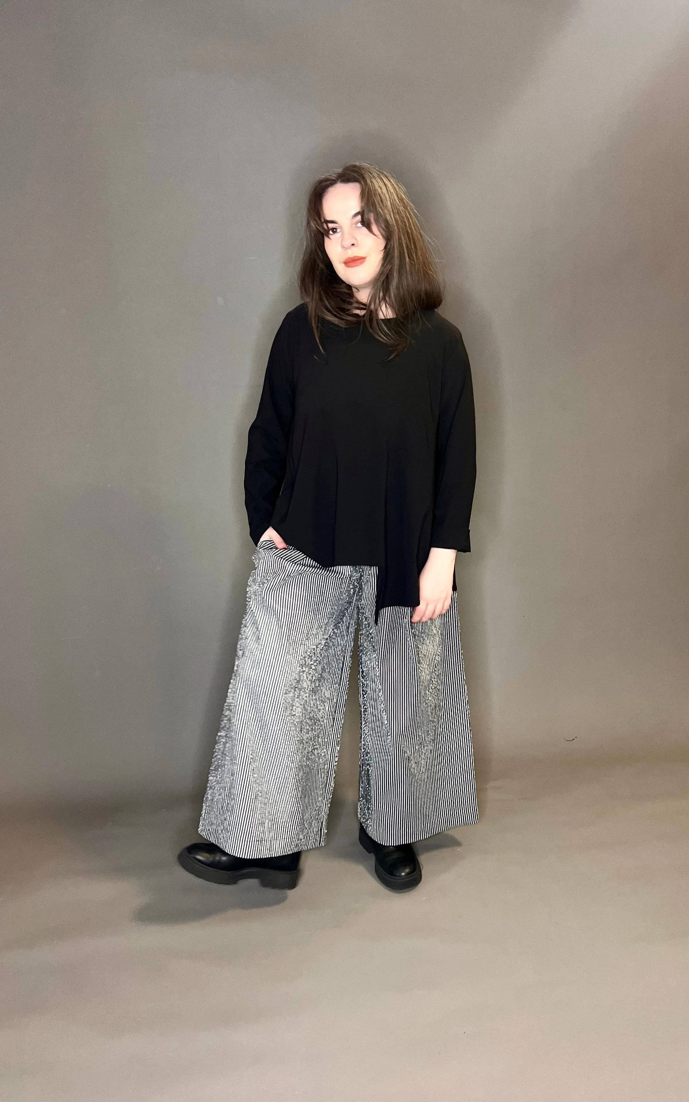 Terry Macey Black and White Striped Culottes