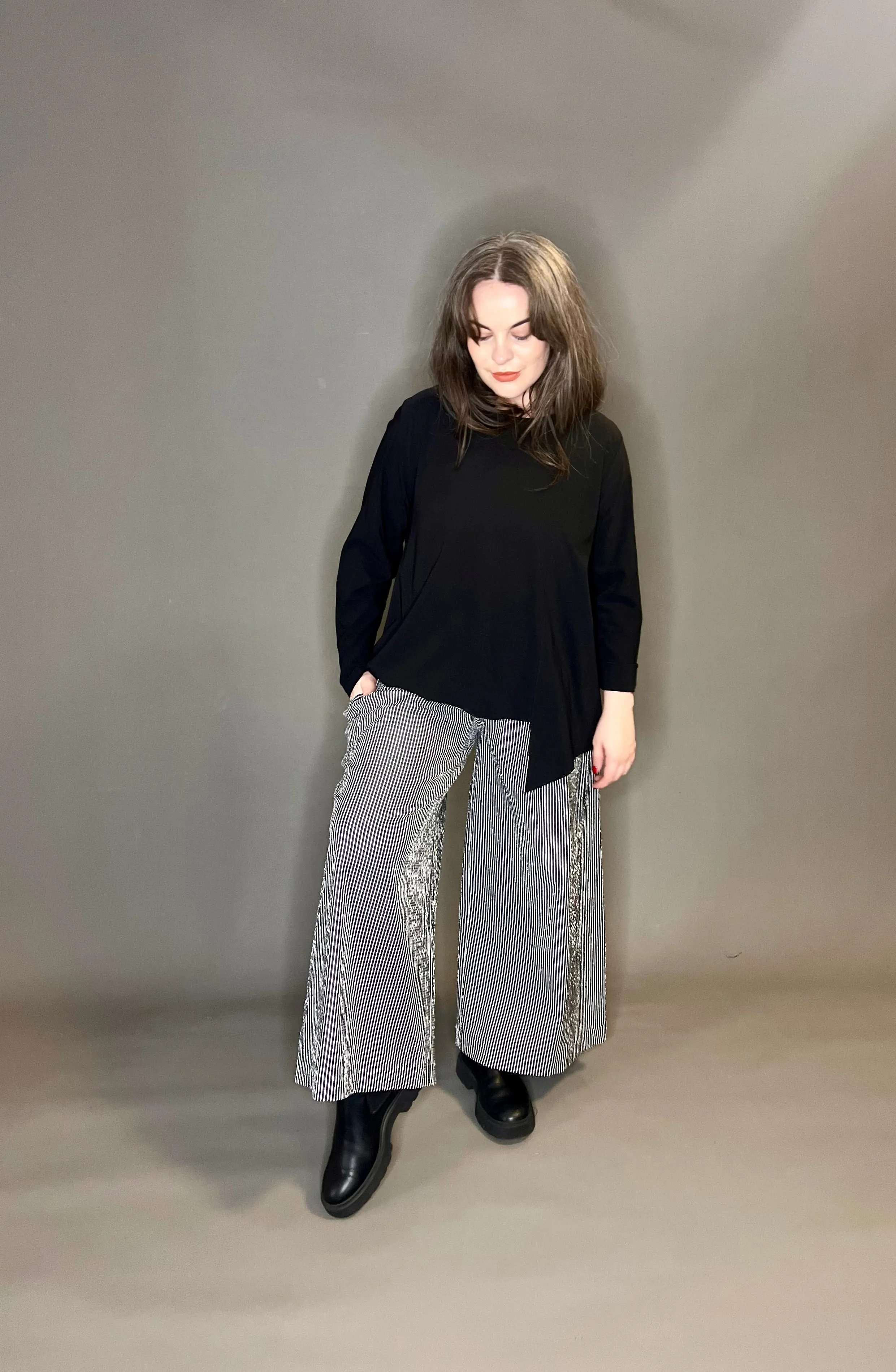 Terry Macey Black and White Striped Culottes