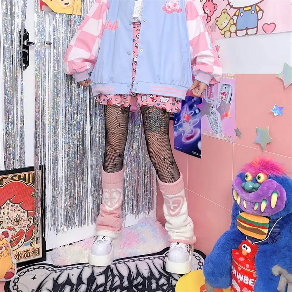 Y2K Heart Cross Pattern Leg Warmers